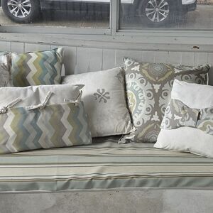 Set of Decorative Throw Pillows with Chevron and Floral Patterns